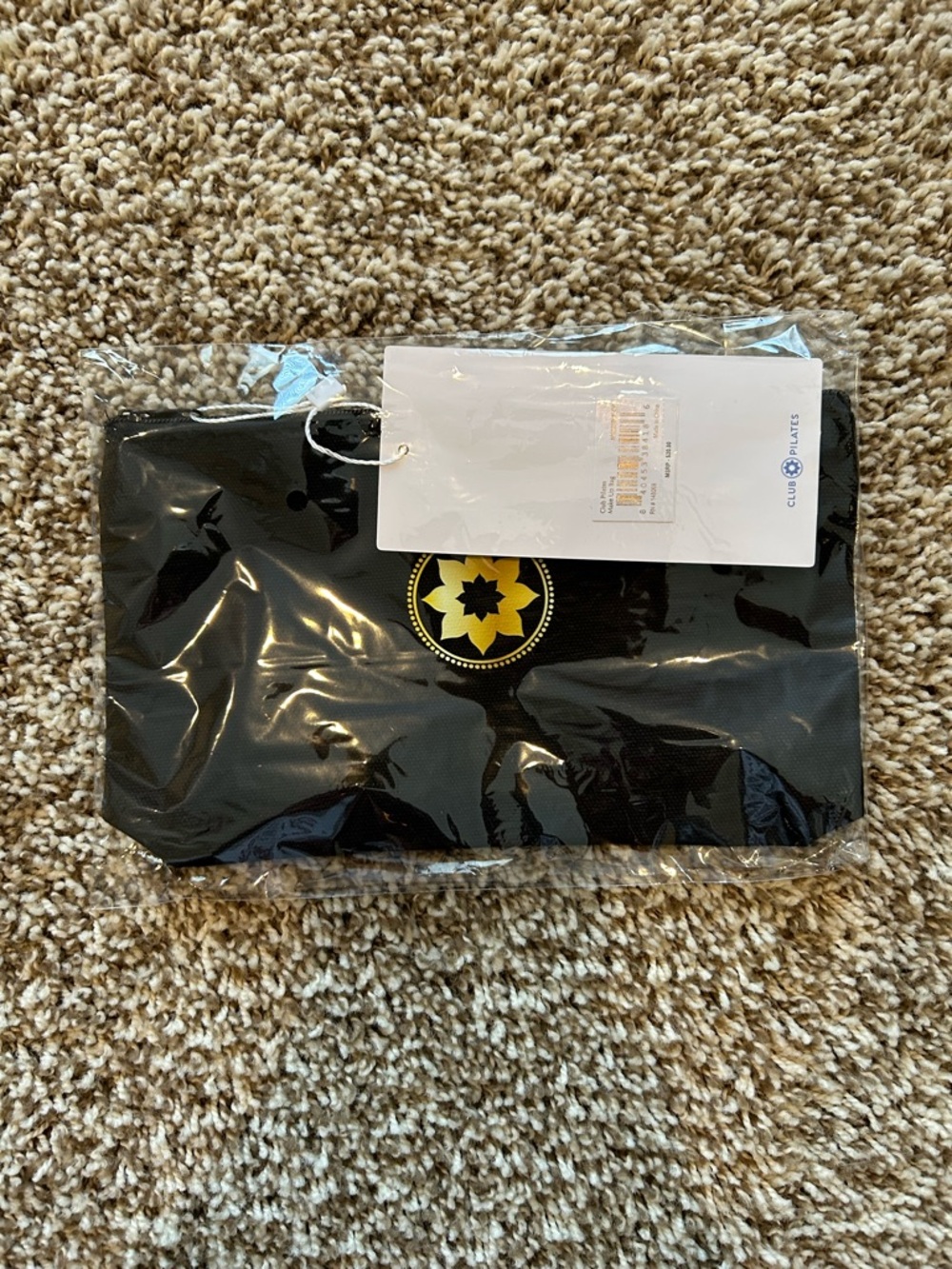 Club Pilates Black Makeup Bag with Yellow Emblem
